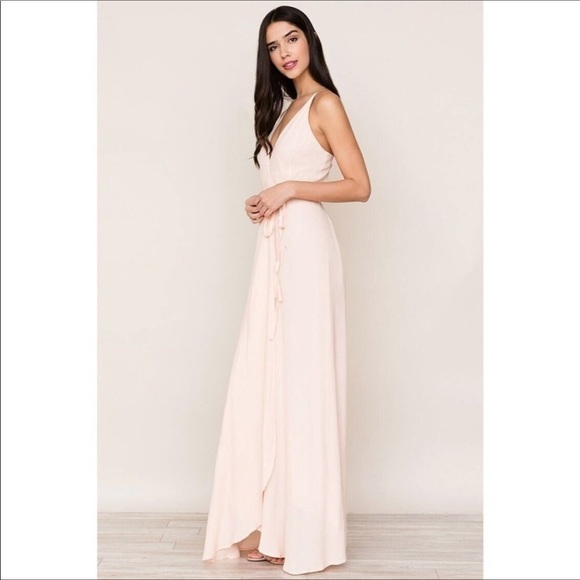 Yumi Kim Rush Hour Maxi Dress Blush Pink Wrap Wedding Flowing Romantic - Picture 6 of 7